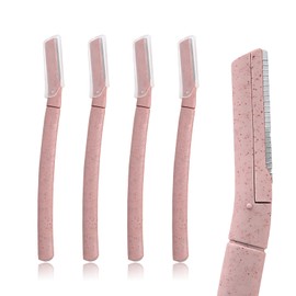 4 Pcs Biodegradable Wheat Straw Eyebrow Razor Shaper Kit, Face Razors for Women, Facial Hair Remover Ideal for Peach Fuzz, Eyebrow Shaper, Eco-Friendly Dermaplaning Blades for Face.