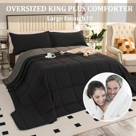 SOULOOOE Oversized California King Comforter Set 120x120, Extra Large King Size Quilts 3 Pieces Lightweight Reversible Down Alternative Comforter for All Season with 8 Corner Tabs