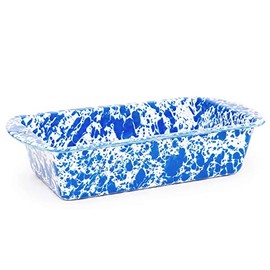 Crow Canyon Home Enamelware Loaf Pan, 9 x 5 inches, Blue/White Splatter