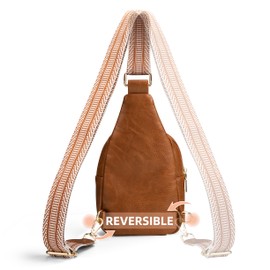 RUNBOX Small Sling Bag for Women, Leather Crossbody Fanny Packs Chest Bag with Adjustable Strap for Travel