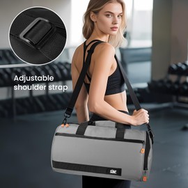 C&F BOGMOST Gym Bag for Men & Women,Compact Sports Small Gym Bag with Shoes Compartment,Lightweight Duffel Bag,Personal Item Travel Bag Weekender Bags for Travel Sports Gym - Light Gray