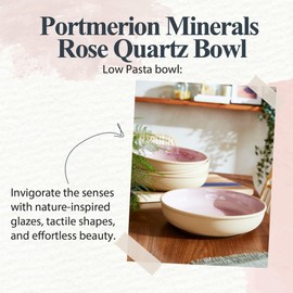 Portmeirion Minerals Low Serving Bowl Rose Quartz | 8.7 inch Ceramic Serving Bowl made from Stoneware | Dishwasher, Microwave, Freezer, and Oven Safe | Perfect for Kitchen Entertainment