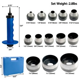Sutekus Hole Punch Set 14pcs Sharp Hollow Punch Kit Gasket Punch Set Gasket Cutter Foam Cutter Leather Punches Tools 3/16" to 1-3/8"