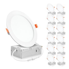 Parmida LED Technologies (12 Pack 6 Inch Ultra-Thin LED Recessed Ceiling Light with Junction Box, 12W, Dimmable Canless Wafer Slim Panel Downlight, IC Rated, ETL-Listed - 5000K