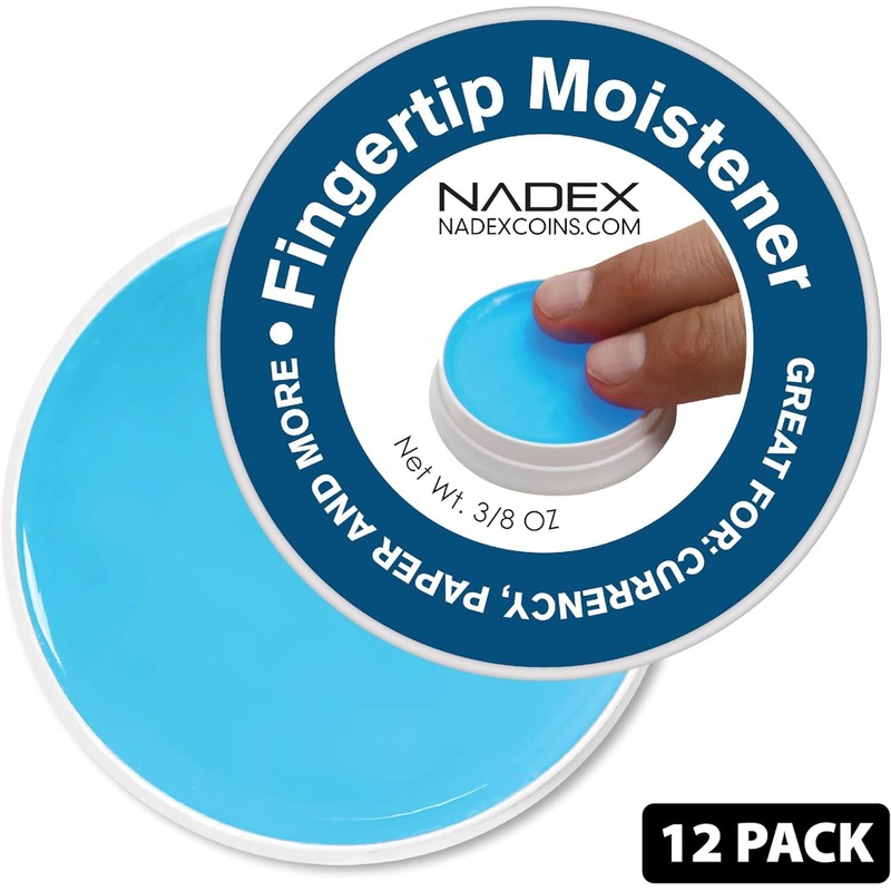 Nadex 12 Pack Fingertip Moistener Pads, Blue - Non-Slip Counting