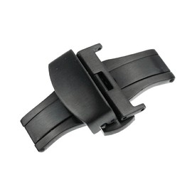 RECHERE 22mm Black Brushed Matte Push Button Butterfly Deployment Clasp For Leather Watch band Strap