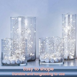 Yiaht 12 Pack Led Fairy Lights Battery Operated String Lights with Timer Waterproof Silver Wire 14 Feet 40 Led Twinkle Mason Jar Lights for Wedding Party Bedroom Patio Christmas White