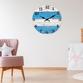 XNM 24 Inch Oversized Wall Clocks for Living Room Decor Battery Powered Clock for Wall Rustic Wall Clock Non Ticking(No Solid Wood, It is with MDF Material)