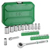 SK 1/4" Drive Socket Set with 216-P Quick-Release Ratchet, Socket