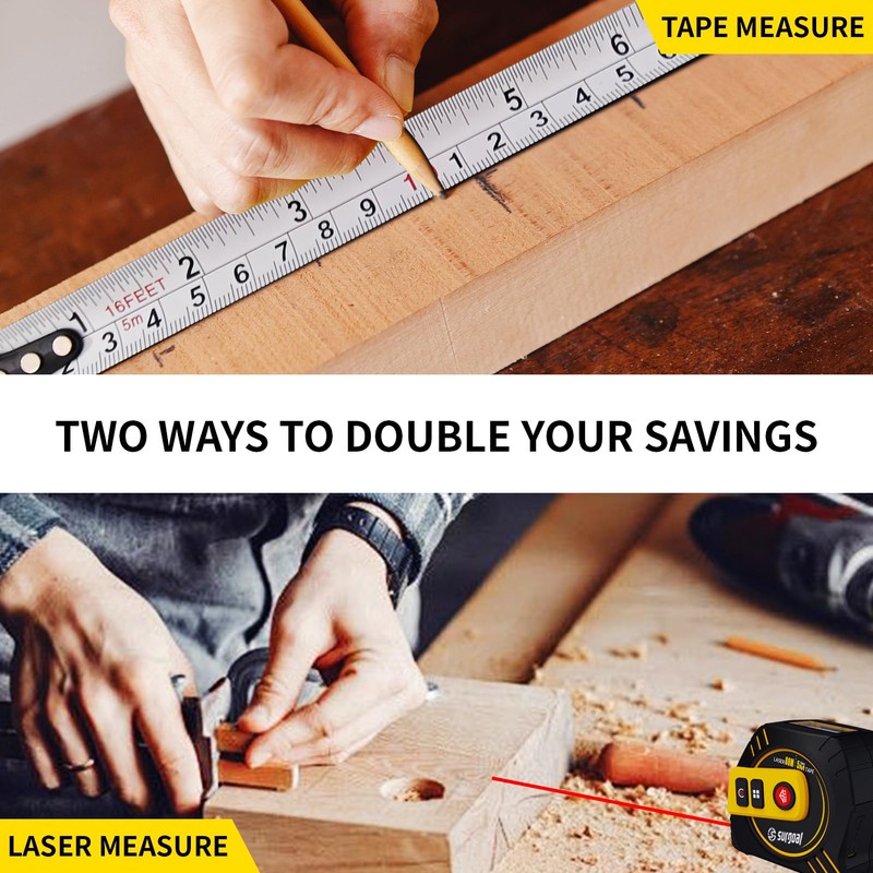 2 in 1 16ft Laser Tape Measure 262ft Laser Diatance