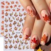 8Sheets Autumn Leaf Nail Stickers, Fall - Themed Maple Leaf