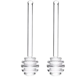 2 PCs Transparent 6 Inch Glass Honey Dipper Sticks Stirring Sticks Server， Honey Wand for Honey Pot Jar Containers Honey Dispense Drizzle, Clear Asparagus Servers Flatware
