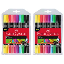 Faber-Castell 151109 - Doppelfasermaler 10er Etui, neon (2x 10er Etui neon)