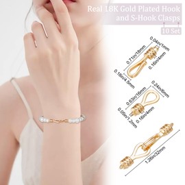 Beebeecraft 1 Box of 10 S Hook Clasps, 18 Carat Gold-Plated S Shaped Hook Connectors, Wire Hangers, Accessories for Making DIY Jewellery, Necklaces, Bracelets