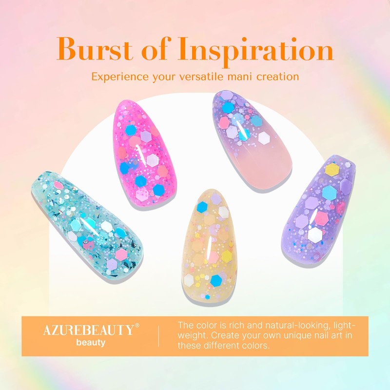 AZUREBEAUTY Dip Powder Nail Set, 6 Colors Pink Purple Green