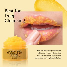 FREEORR Freeorr 2 Pcs Turmeric Lemon Lip Scrub for Dark Lips, Natural Lightening Lip Scrub with Aloe Vera for Smokers, Lip Treatment for Lip Exfoliating, Chapped Lips