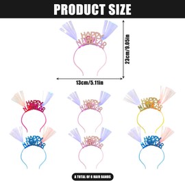 Shinybox 2024 New Year Headband with LED, Pack of 6 Happy New Year Flashing Headband, New Year's Eve Headpiece Hair Accessories, Tiara Crowns Headpiece for New Year Party Favours (Random Colour)