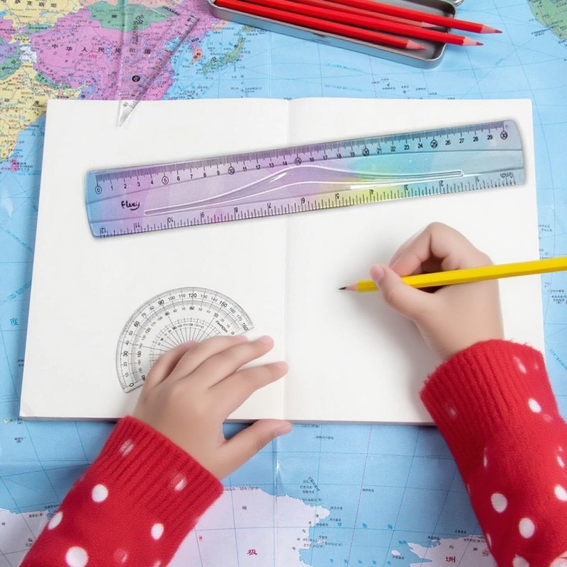 30cm Gradient Colored Bendy Ruler Shatterproof Straight Edge Soft Bendable