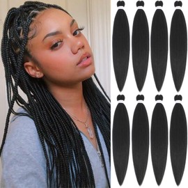 Alrence Pre Stretched Braiding Hair Long Braid 20 Inch 8 Packs Professional Braiding Hair Extensions Synthetic Crochet Twist Braids (20 Inch, 2#)