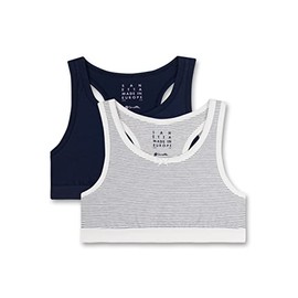 Sanetta Girls' Bustier (Double Pack) Off-White and Dark Blue Comfortable Cotton Bustiers for Girls Contents: Set of 2 Girls Bustier, White Pebble