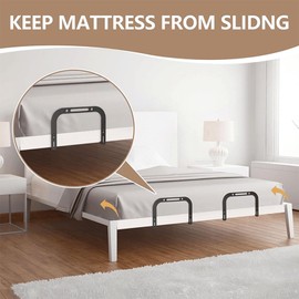 Sunicon Mattress Stabilisers, Mattress Holder Against Slipping, Mattress Holder Against Slipping, Made of Metal, Non-Slip Mattresses Stop, Adjustable for Metal Bed Frame