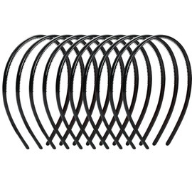 Pack of 10 Plastic Simple Headbands 8 mm Narrow Teeth Comb Headbands Thin Hair Bands Black Hair Accessories DIY Hair Bands Headbands for Children Women Men