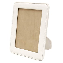 Maruse Italian Leather Picture Frame with Glass Photo Protection, Handmade in Italy, Size 5x7 Inches, White