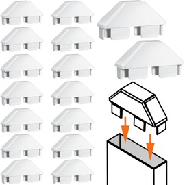 Pelopy 16 Packs Vinyl Picket Fence Caps 7/8" x 3" Vinyl Picket Fence Parts White Post caps for Outdoor Garden (Dog Ear)