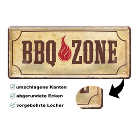 schilderkreis24 – Tin Sign Funny Grill Saying "BBQ Zone" Decorative Humour Grilling Gift Idea Man Woman 28 x 12 cm