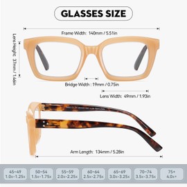 AABV Reading Glasses Oversized Square for Women/Men Readers,Blue Light Blocking Spring Hinges Eyeglasses,Anti UV Ray/Glare/Eyestrain Computer Glasses +3.00