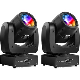 Stage Lights Moving Head Light 8 Gobos 8 Colors 11 Channels 2PCS 60W Spotlight DMX 512 with Sound Activated for Wedding DJ Party (90WB-2Pack)