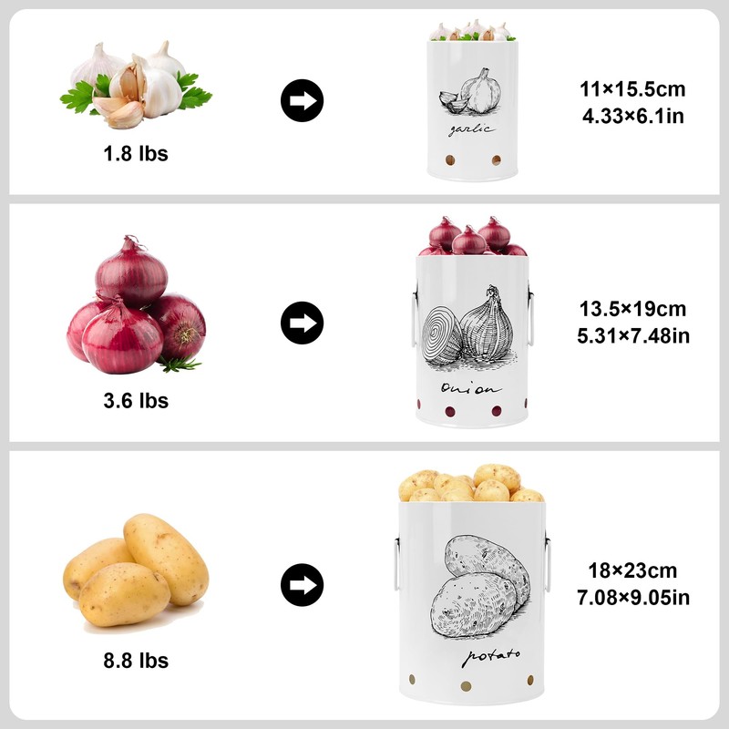 EQEY Kitchen Potato and Onion Storage Bin,Metal Vegetable Storage Bins