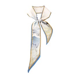 JERLA Bufanda 100% seda de morera, bufanda para la cabeza, cinta para el pelo, asa de bolso, bufanda para el cuello, bufanda para mujer, Blue Mountian, 49.21''X2.56''
