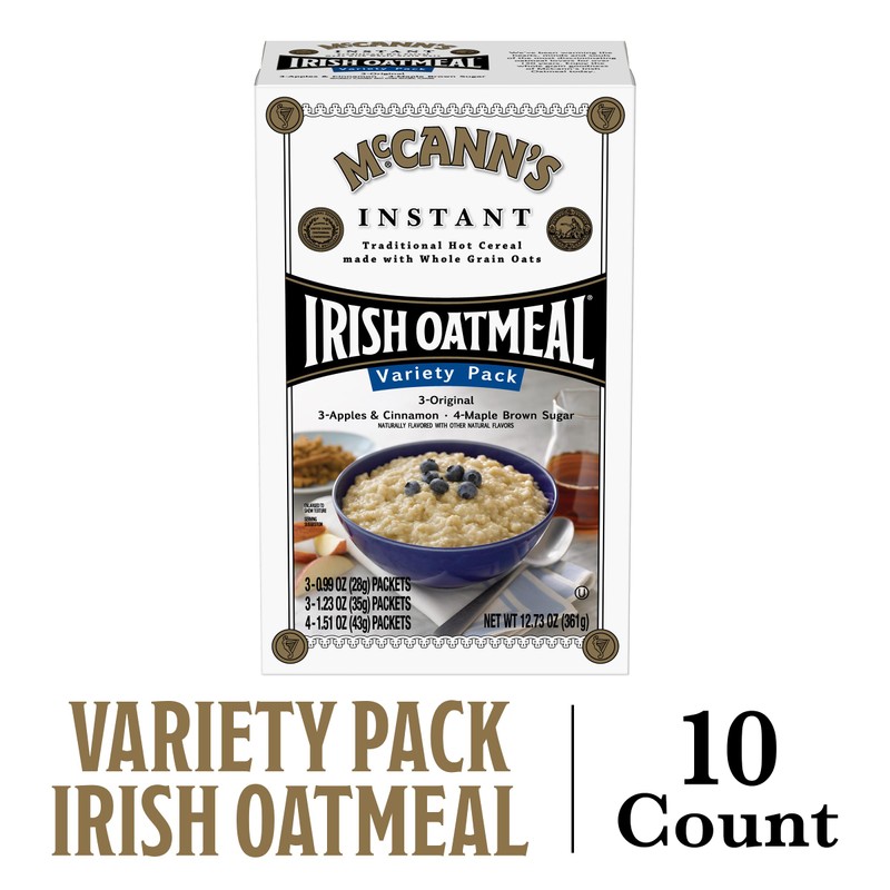 McCann's Instant Irish Oatmeal, Three Flavor Variety Pack, 10 Packets
