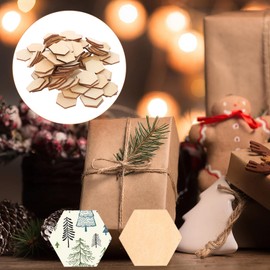 BESPORTBLE 100PCS 30MM Wood Geometric Cutout Small Wood Hexagon Block Tile Tag Label DIY Coloring Painting Wooden Pieces Pendant for Children