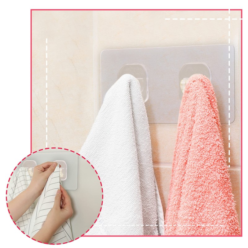 Jetec 8 Pieces Bathroom Shelf Adhesive Hooks Sticker Strong Hooks