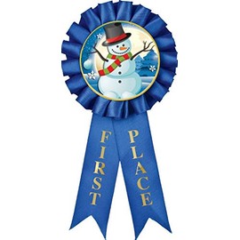 Holiday Rosette Ribbons, 1st Place Snowman Holiday Prize Ribbons, 1 Pack