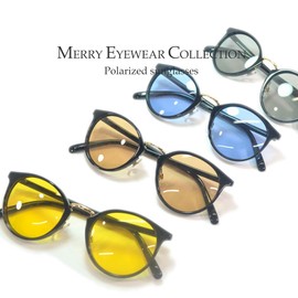 MERRY PLEASURE Sunglasses for Men and Women, Boston Round Glasses, Light Color Lens, Light Color, Black x Lt.BROWN (polarized lenses)