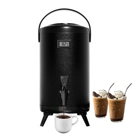 hzexun Insulated 3.2 Gallon Hot & Cold Drink Dispenser, Thermal Beverage Dispenser for Hot/Cold Water, Party Chocolate Drinks (Matt Black)
