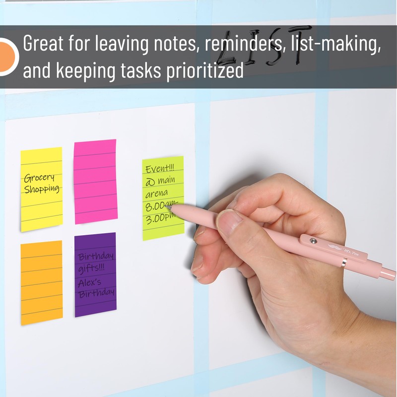 Mr. Pen Lined Sticky Notes - 6 Pads, 60 Sheets/Pad,