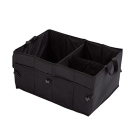 WerkaSi Trunk Organizer Car Basket Storage Tote Organizer Small Black Collapsible Snack Bins for Car SUV Sedan