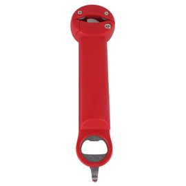 Stainless Steel Adjustable Screwer 3 in 1 Multifunctional Retractable Jar Bottle Opener Tab Opener Auxiliary Bottle Opening Tool Metal Saw Tooth (Red)