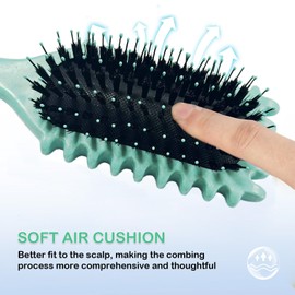 Curly Hair Brush, 2024 Newest Brush Less Pulling Styling Brush for Men and Women, Curl Brush,Boar Bristle Hair Brush Styling Brush for Detangling (Green01)