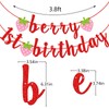 Berry, pancarta de primer cumpleaños, pancarta de fresa con purpurina,
