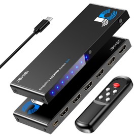 JCHICI HDMI Switcher, 5 Inputs, 1 Output, 8K@60Hz/4K@120Hz/1080P@240Hz, HDMI Switcher, HDMI 2.1 Selector, Remote Control, HDCP 2.3, HDR, 3D Compatible, Selectable Automatic / Manual Switching Function