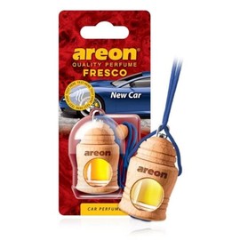 AREON Fresco Auto Duft New Car Neues Auto Neuwagen Blau Glas Duftflakon Holz Flakon Set Hängend Anhänger Spiegel 4ml (Pack x 6)