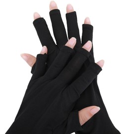 TIESOME UV Protection Gloves for Gel Nail Lamps, Professional UPF50+ UV Protection Gloves for Manicure Hand UV Protection Fingerless Gloves to Protect Hands from UV Light (Black)