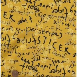 Unbranded Stripey Tiger yellow cat words yellow Maywood fabric