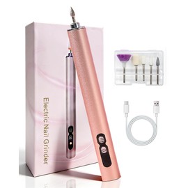 Electric Nail Drill for Acrylic Nails, 13600 RPM Cordless Nail Dremel with 3 Speed Settings, Portable E-File for Thick Toe Nails, Rechargeable Grinder for Gel Polish Removal, Pink