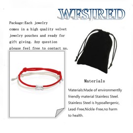 WFSJRED I Love You More Hand Stamped Bracelet Jewelry Gifts for Her Girlfriend Wife Classic Lettering Valentine's Day Gift (red more)